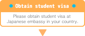 Please obtain student visa at Japanese embassy in your country